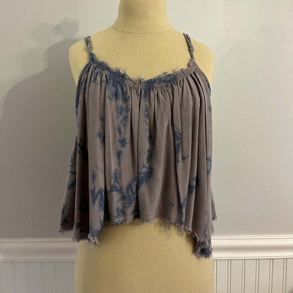 Gray & Blue tie die flowy tank top